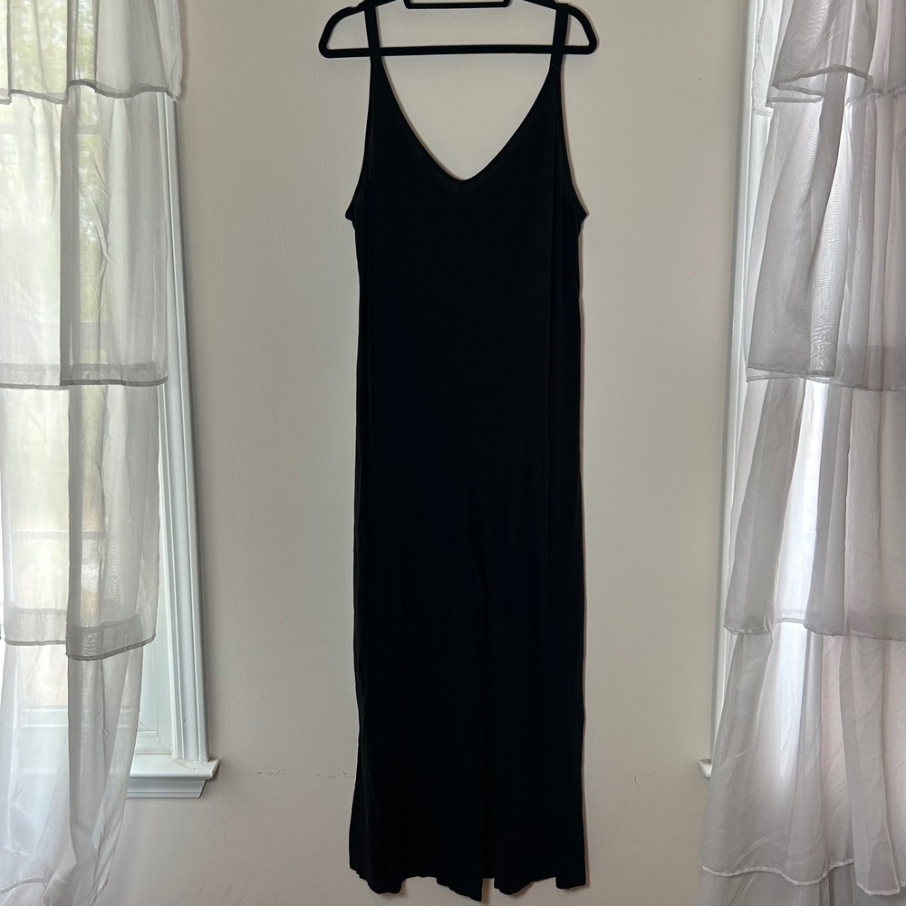 Athleta Womens Black V-Neck Jumpsuit Sleeveless Spaghetti strap 1X